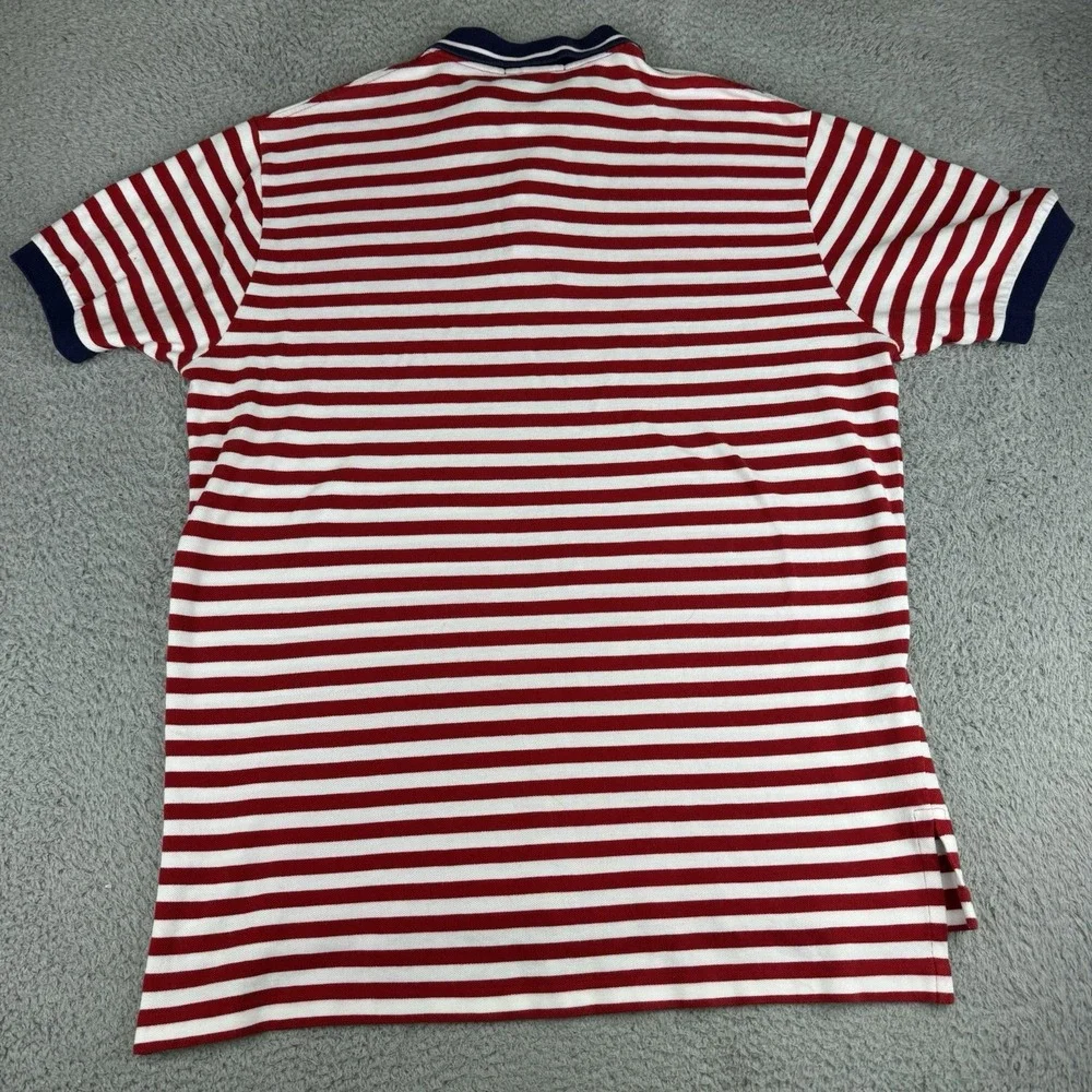 Polo Ralph‎ Lauren Men's Xl Stripe Red White Polo Shirt Embroidered Pony Vtg